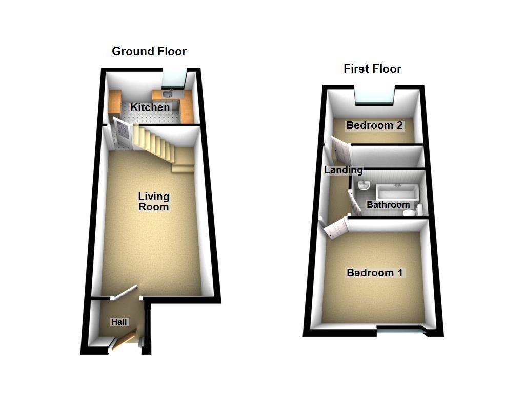 Floorplan of 2 bedroom End Terrace House for sale, Hereford Court, Newcastle upon Tyne, Tyne and Wear, NE3