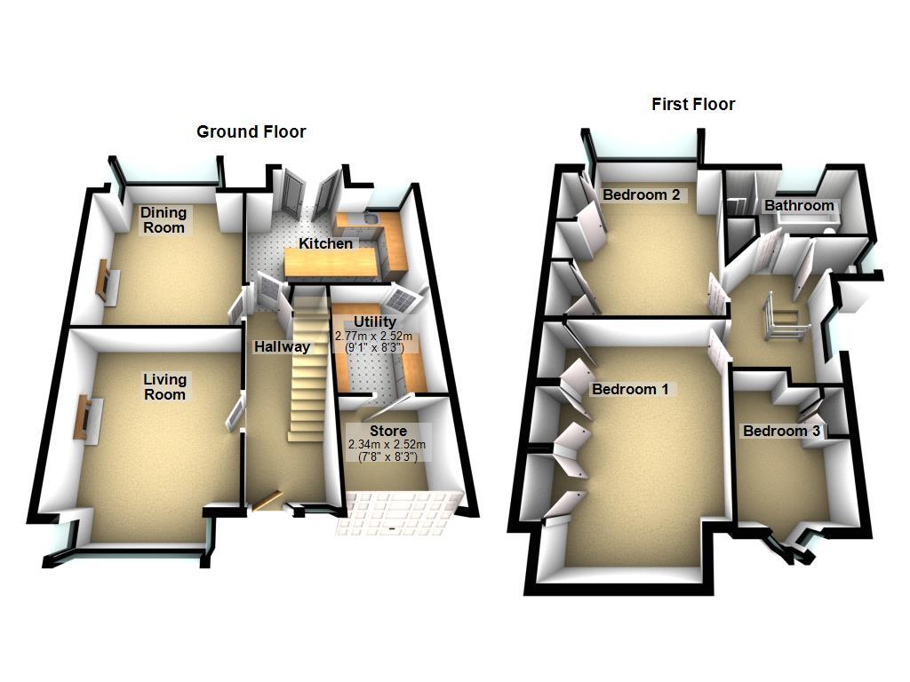 Floorplan of 3 bedroom Semi Detached House for sale, The Uplands, Newcastle upon Tyne, Tyne and Wear, NE3