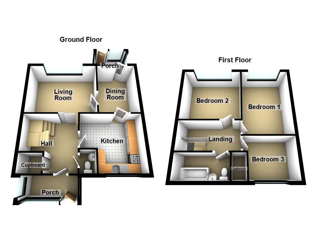 Floorplan of 3 bedroom End Terrace House for sale, Kenton Lane, Newcastle upon Tyne, Tyne and Wear, NE3