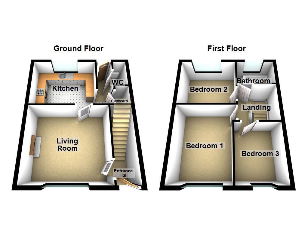 Floorplan of 3 bedroom Mid Terrace House for sale, Goswick Avenue, Newcastle upon Tyne, Tyne and Wear, NE7