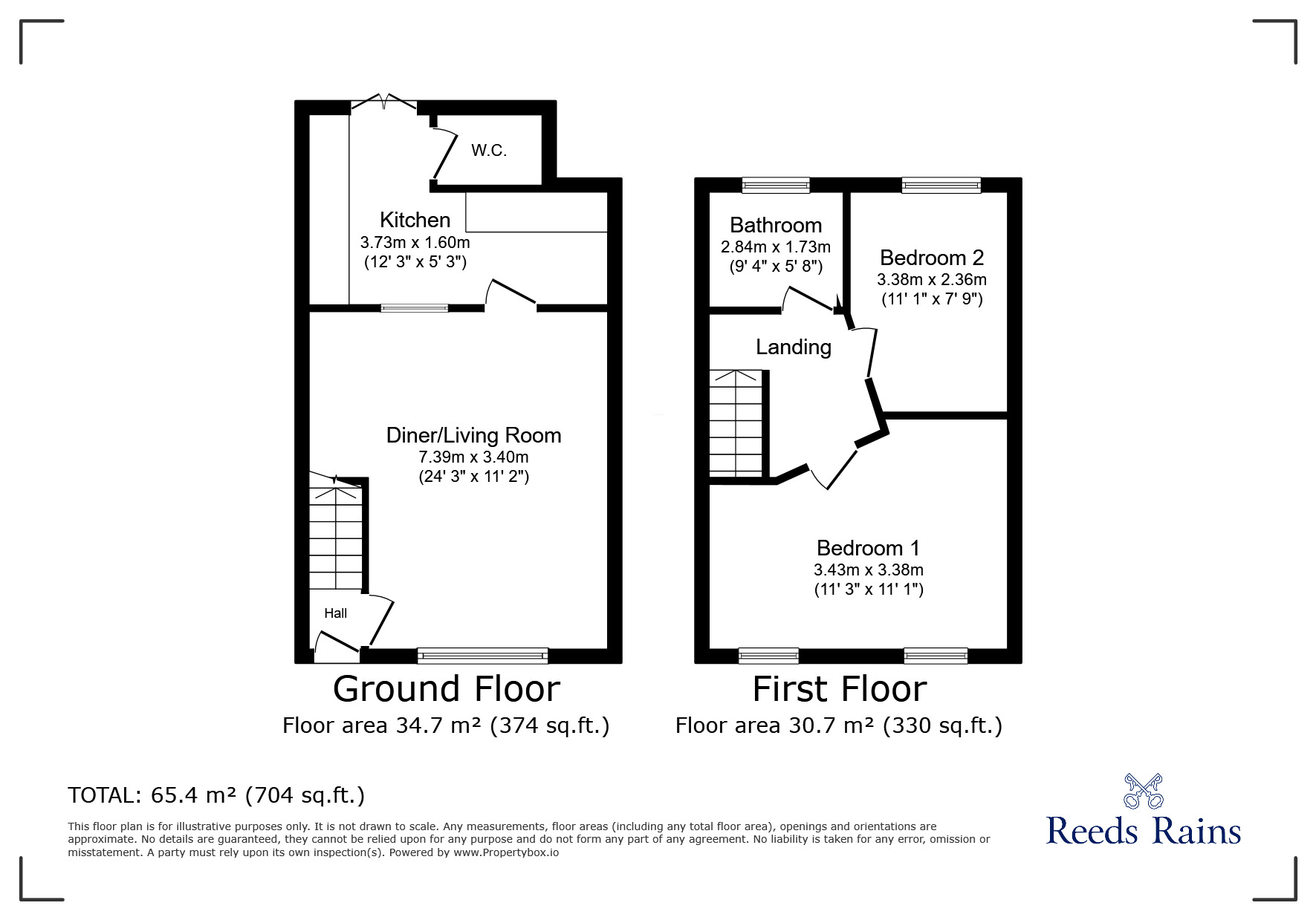 Floorplan of 2 bedroom Mid Terrace House for sale, Cleveland Gardens, Grimsby, Lincolnshire, DN31