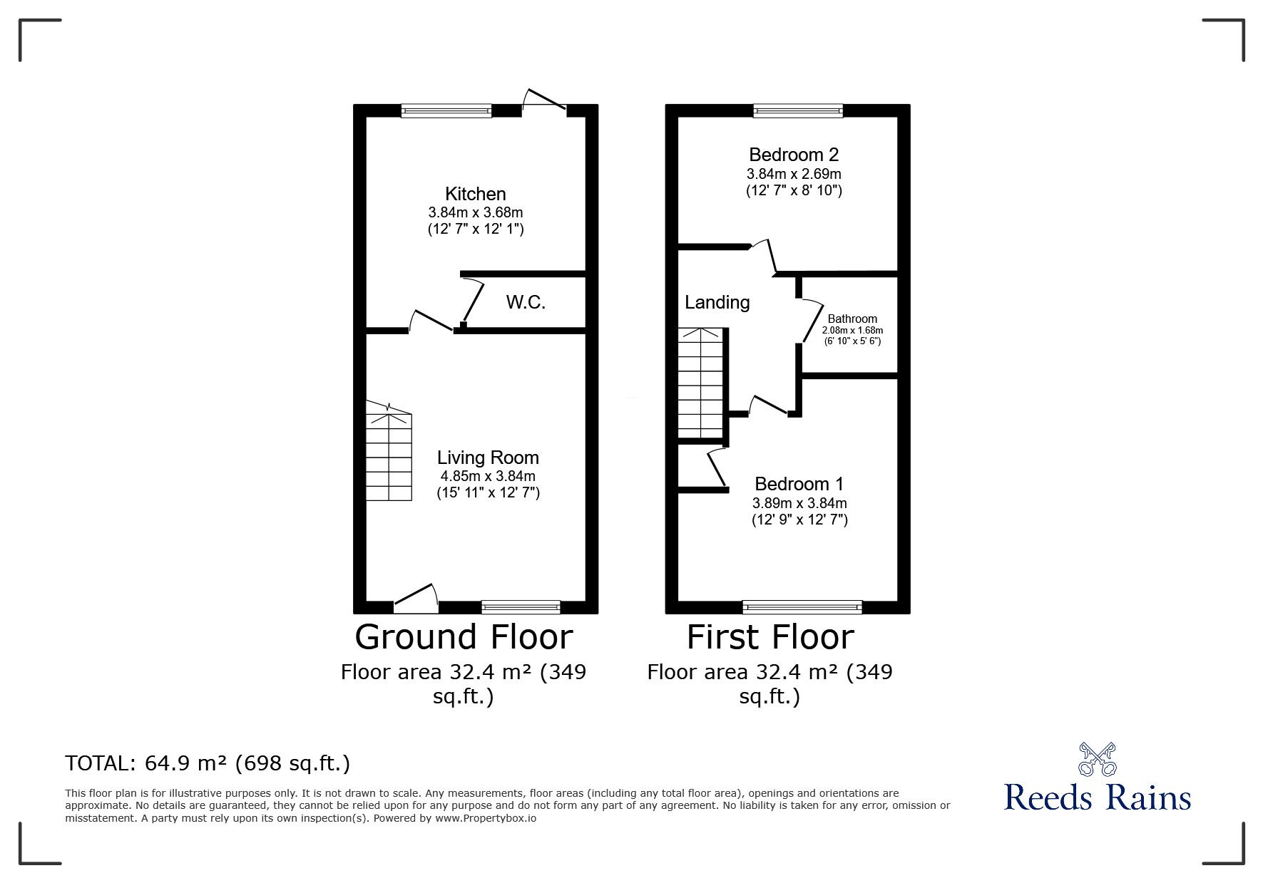 Floorplan of 2 bedroom Mid Terrace House for sale, Harrow Lane, Scartho Top, Lincolnshire, DN33