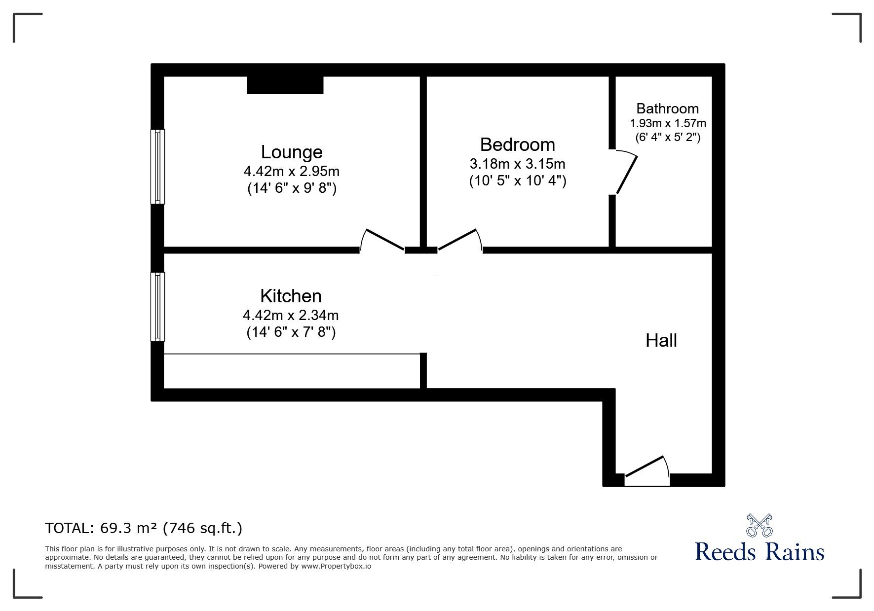 Floorplan of 1 bedroom  Flat for sale, Wellington Court, Grimsby, Lincolnshire, DN32