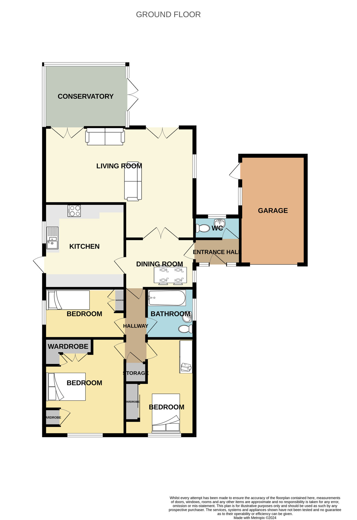 Floorplan of 3 bedroom Detached Bungalow for sale, Cleveland View, Skelton-in-Cleveland, North Yorkshire, TS12