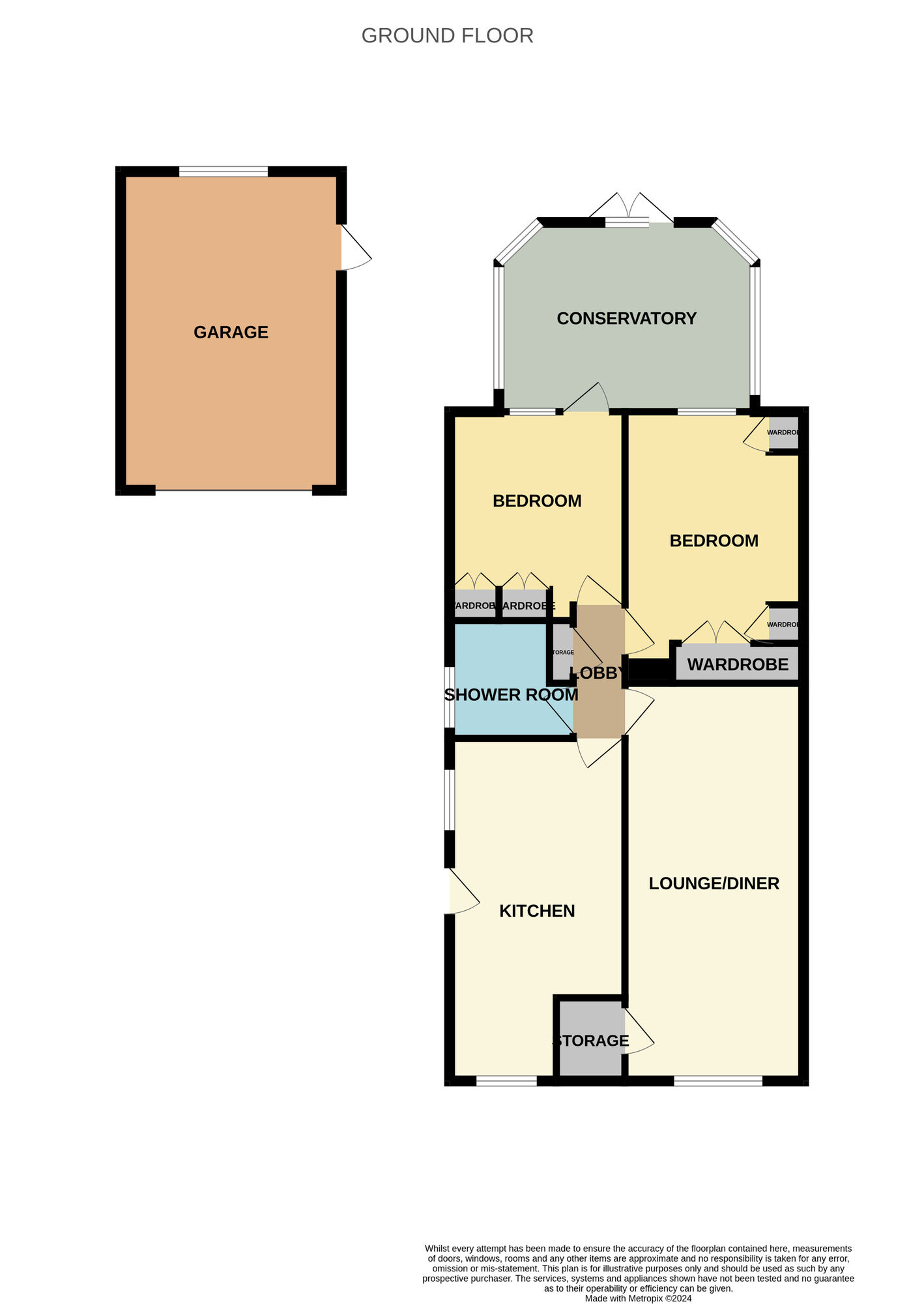 Floorplan of 2 bedroom Detached Bungalow for sale, Arden Close, Guisborough, North Yorkshire, TS14