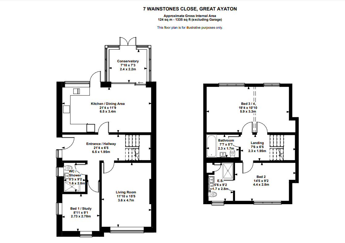 Floorplan of 4 bedroom Semi Detached Bungalow for sale, Wainstones Close, Great Ayton, North Yorkshire, TS9