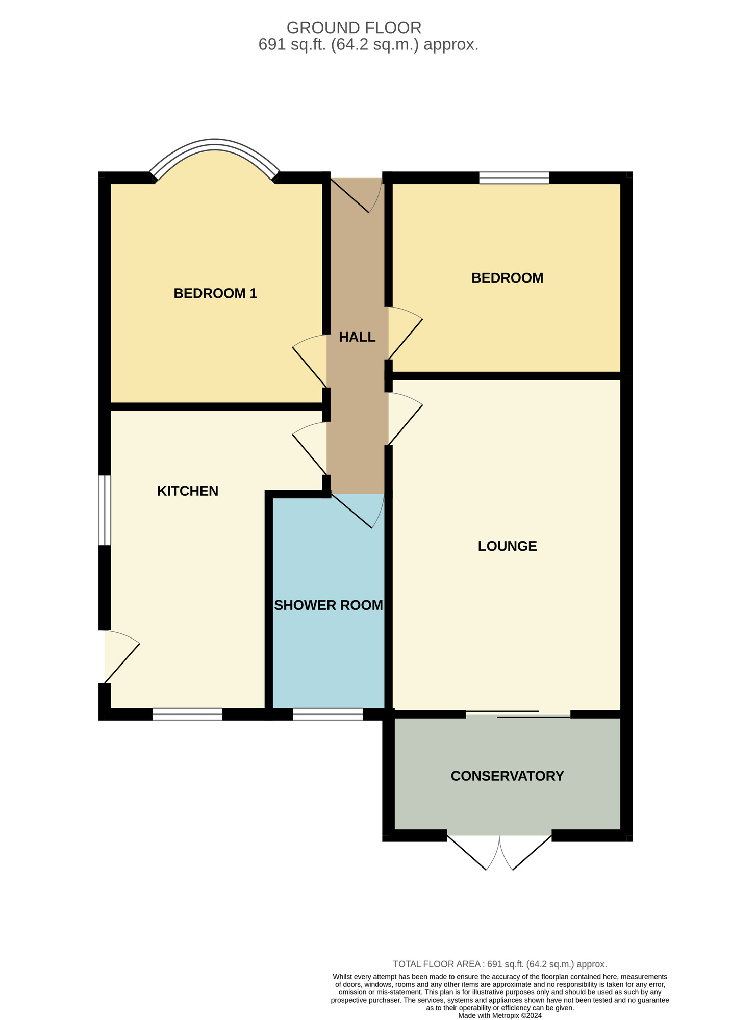 Floorplan of 2 bedroom Semi Detached Bungalow for sale, Myra Avenue, Hesleden, Durham, TS27