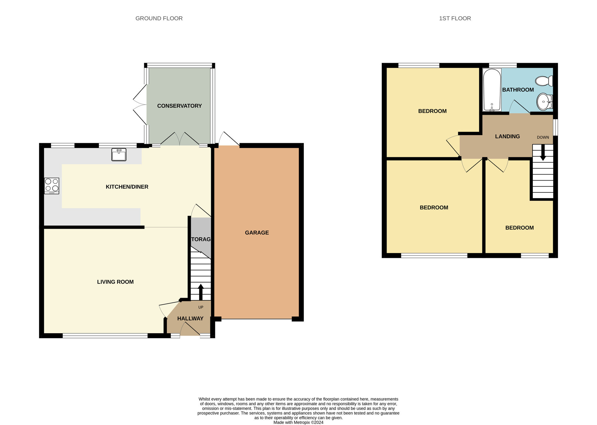 Floorplan of 3 bedroom Link Detached House for sale, Birkdale Road, New Marske, North Yorkshire, TS11