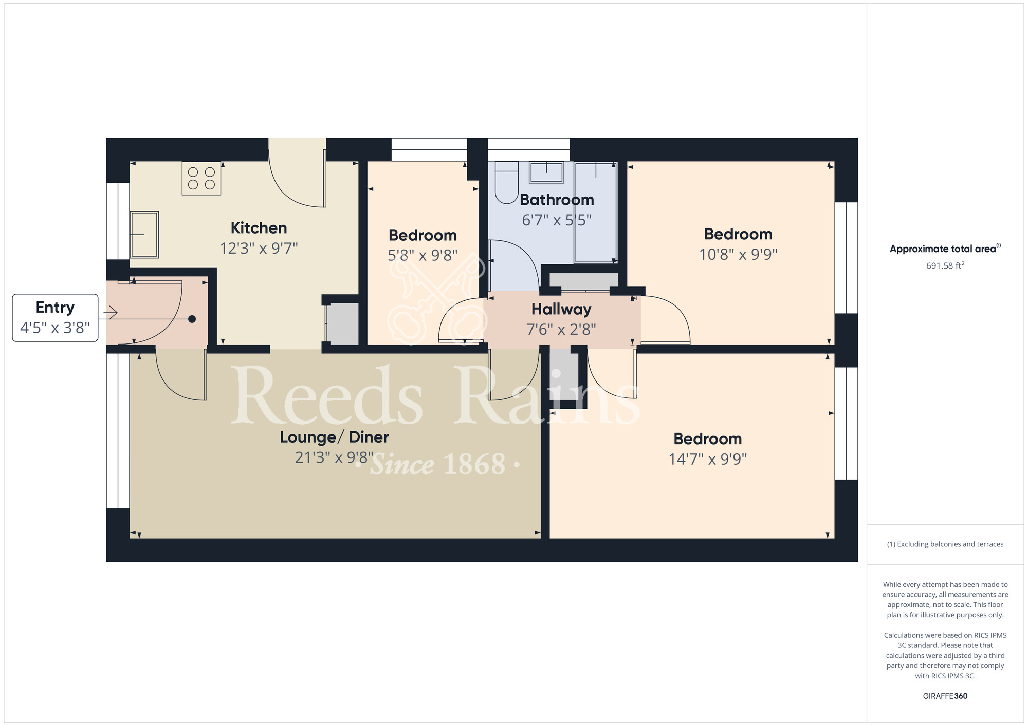 Floorplan of 3 bedroom Detached Bungalow for sale, Lealholm Way, Guisborough, North Yorkshire, TS14