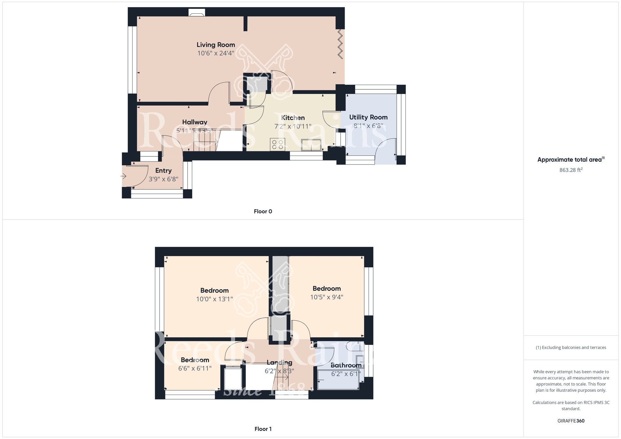 Floorplan of 3 bedroom Semi Detached House for sale, Enfield Chase, Guisborough, North Yorkshire, TS14