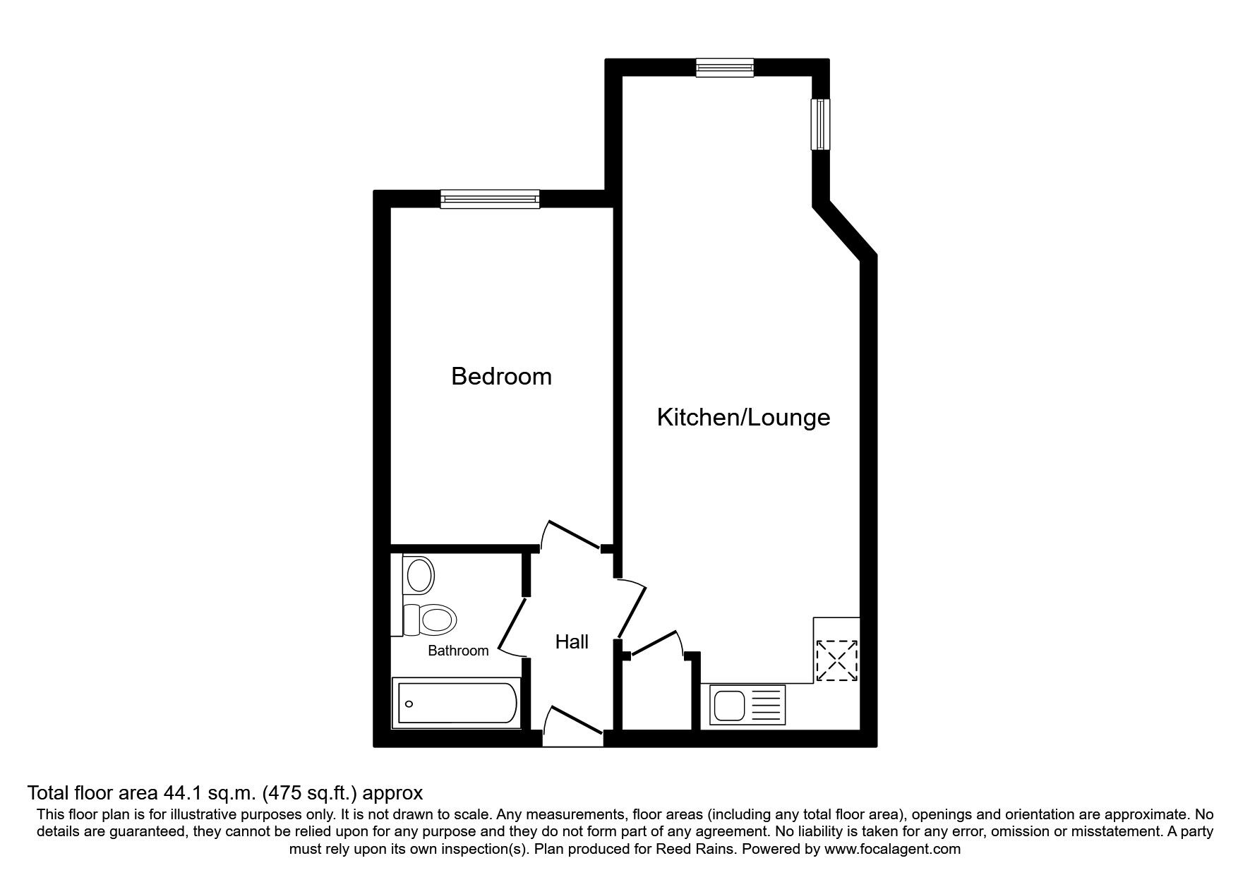 Floorplan of 1 bedroom  Flat to rent, Pellon Lane, Halifax, West Yorkshire, HX1