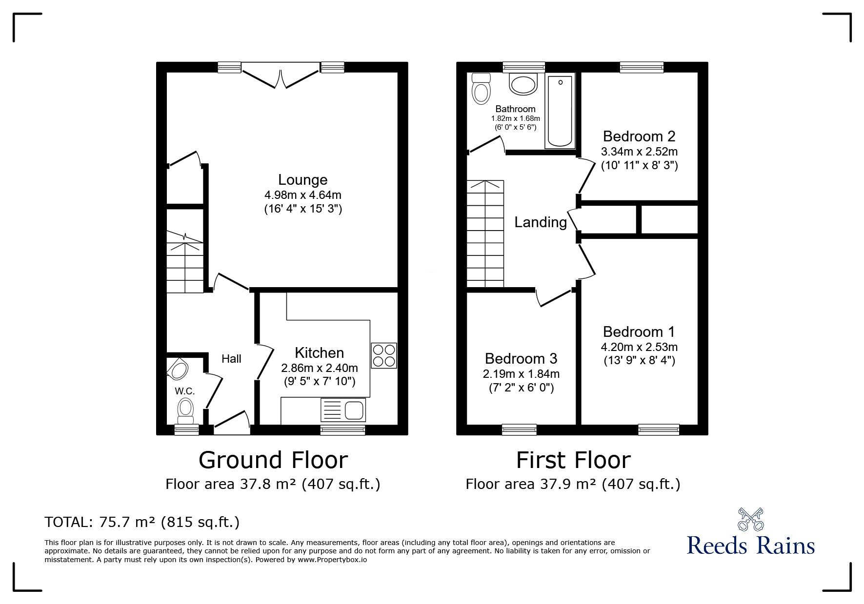 Floorplan of 3 bedroom Mid Terrace House to rent, Cobblestones Drive, Illingworth, West Yorkshire, HX2