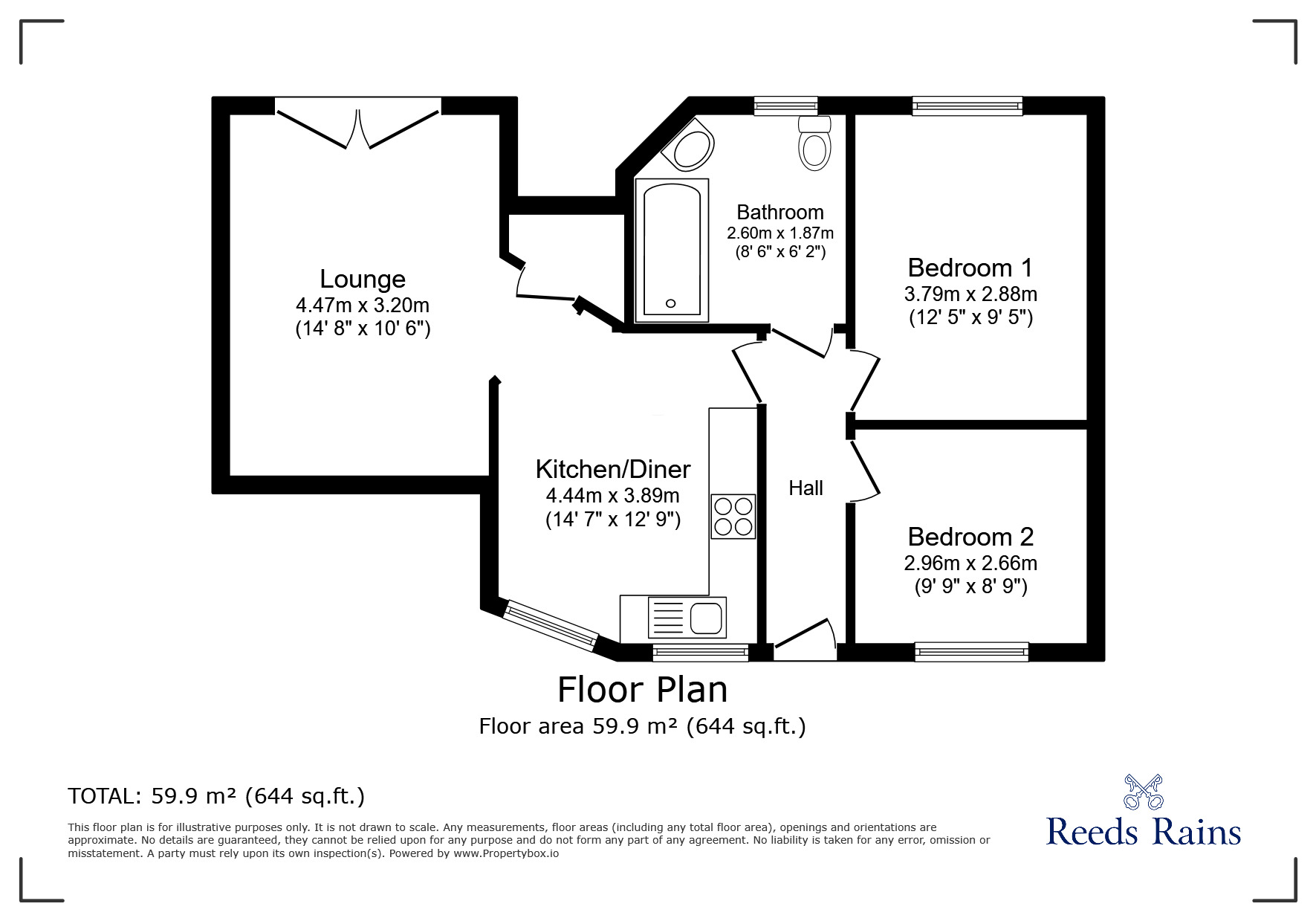 Floorplan of 2 bedroom  Flat to rent, Cask Court, Ovenden Wood, West Yorkshire, HX2