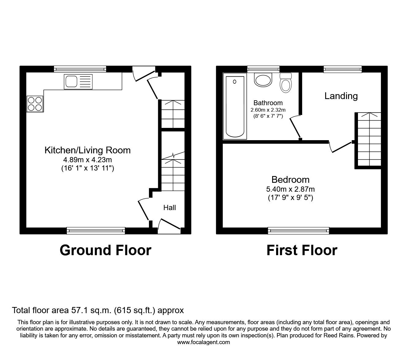 Floorplan of 1 bedroom Mid Terrace House to rent, Berrys Buildings, Halifax, West Yorkshire, HX2