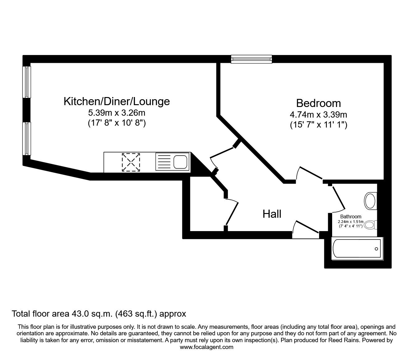 Floorplan of 1 bedroom  Flat to rent, Park Road, Halifax, West Yorkshire, HX1