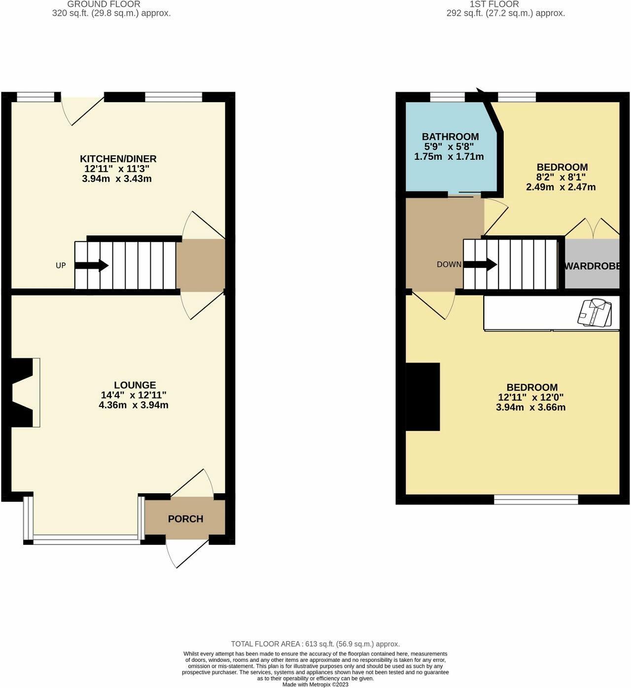 Floorplan of 2 bedroom Mid Terrace House to rent, Springfield Mount, Horsforth, West Yorkshire, LS18