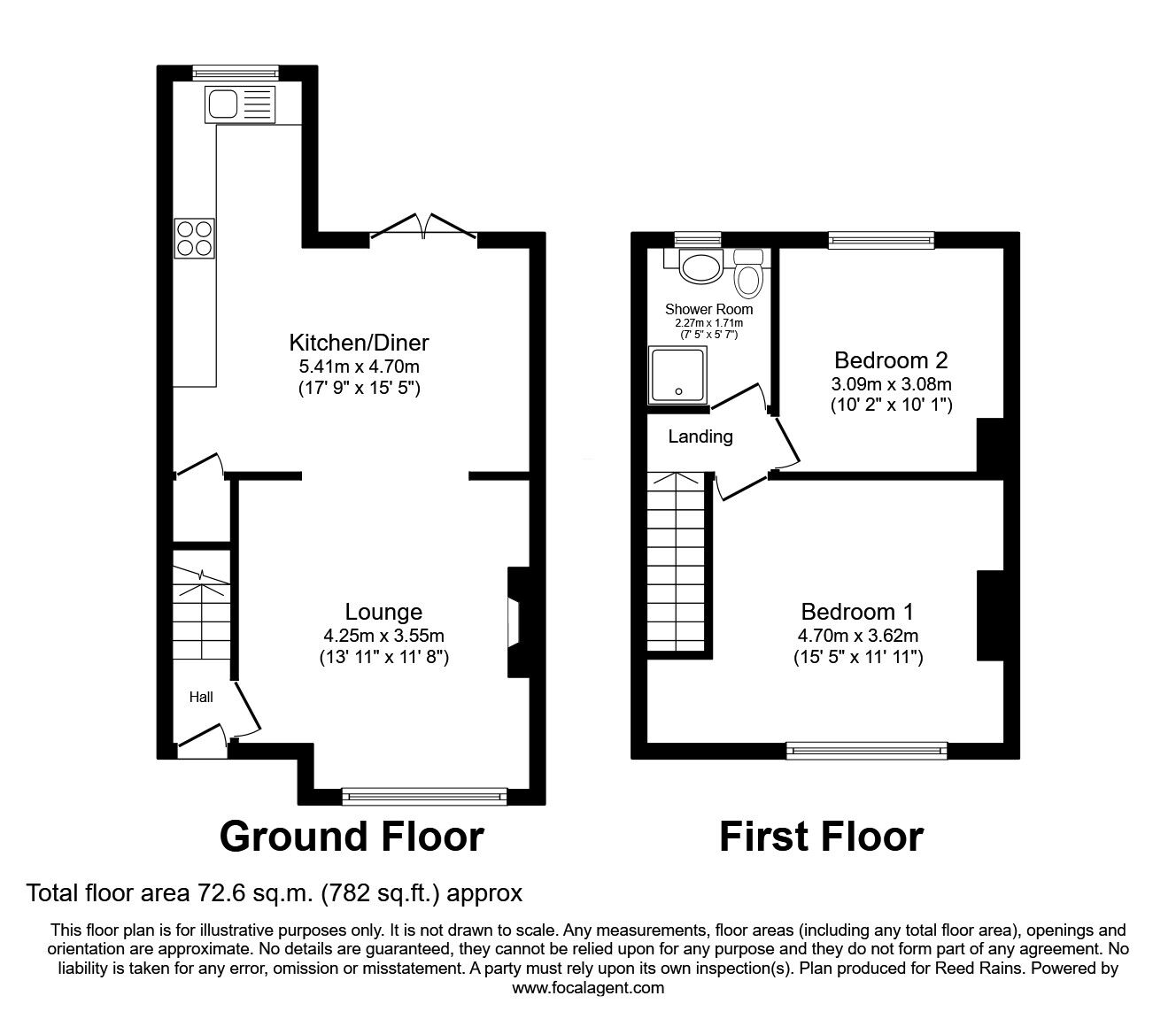 Floorplan of 2 bedroom Mid Terrace House for sale, The Hame, Stainland Road, Halifax, HX4