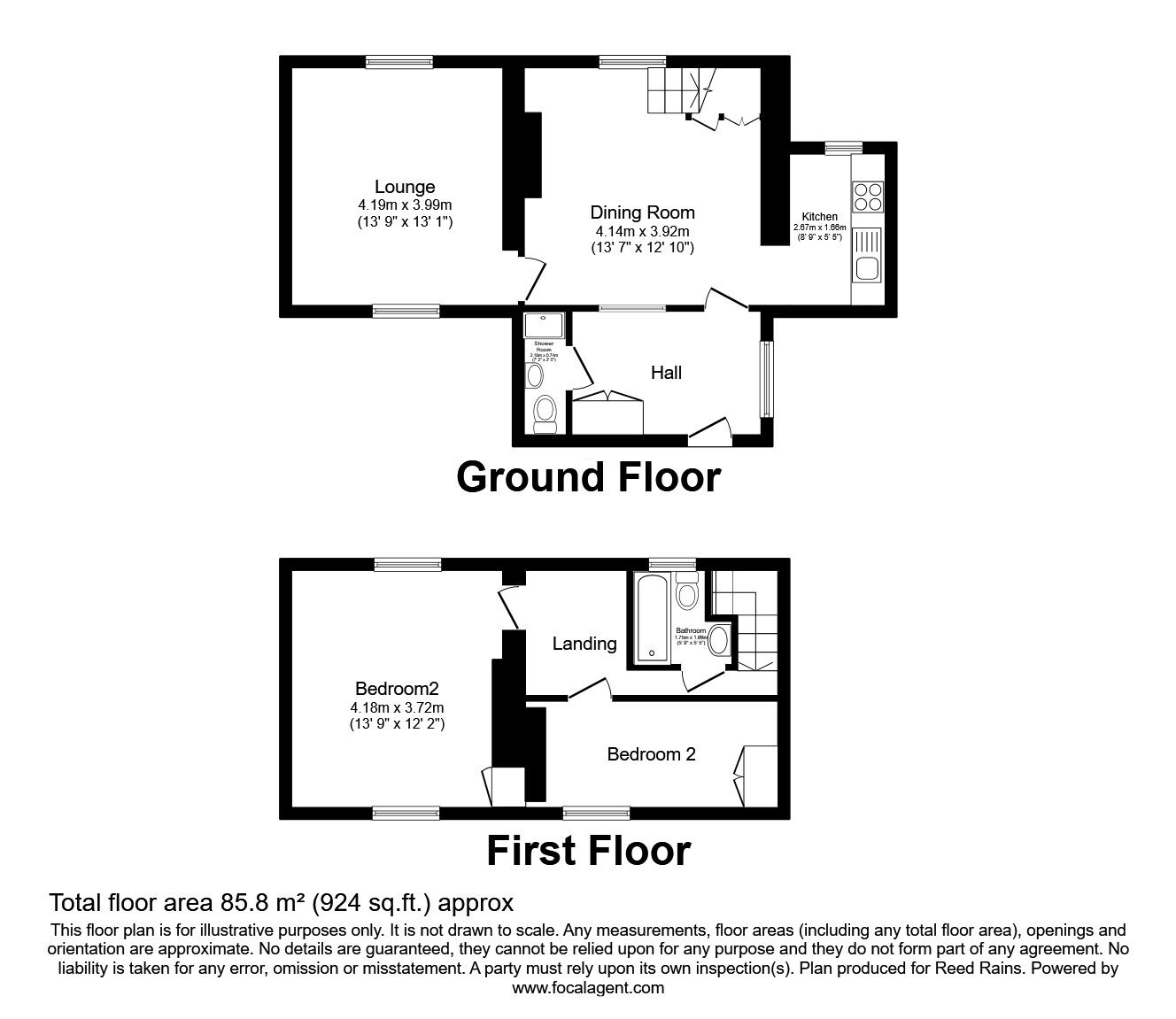 Floorplan of 2 bedroom Mid Terrace House for sale, Rochdale Road, Ripponden, West Yorkshire, HX6