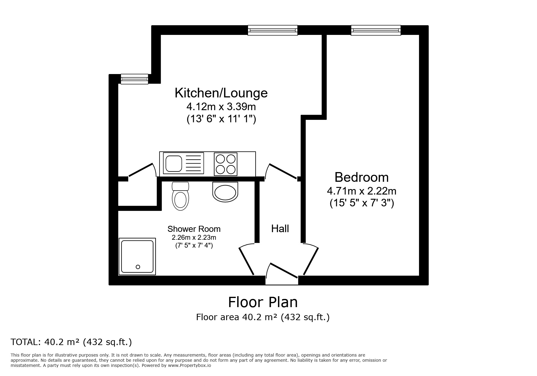 Floorplan of 1 bedroom  Flat to rent, Cumberland Close, Halifax, West Yorkshire, HX2