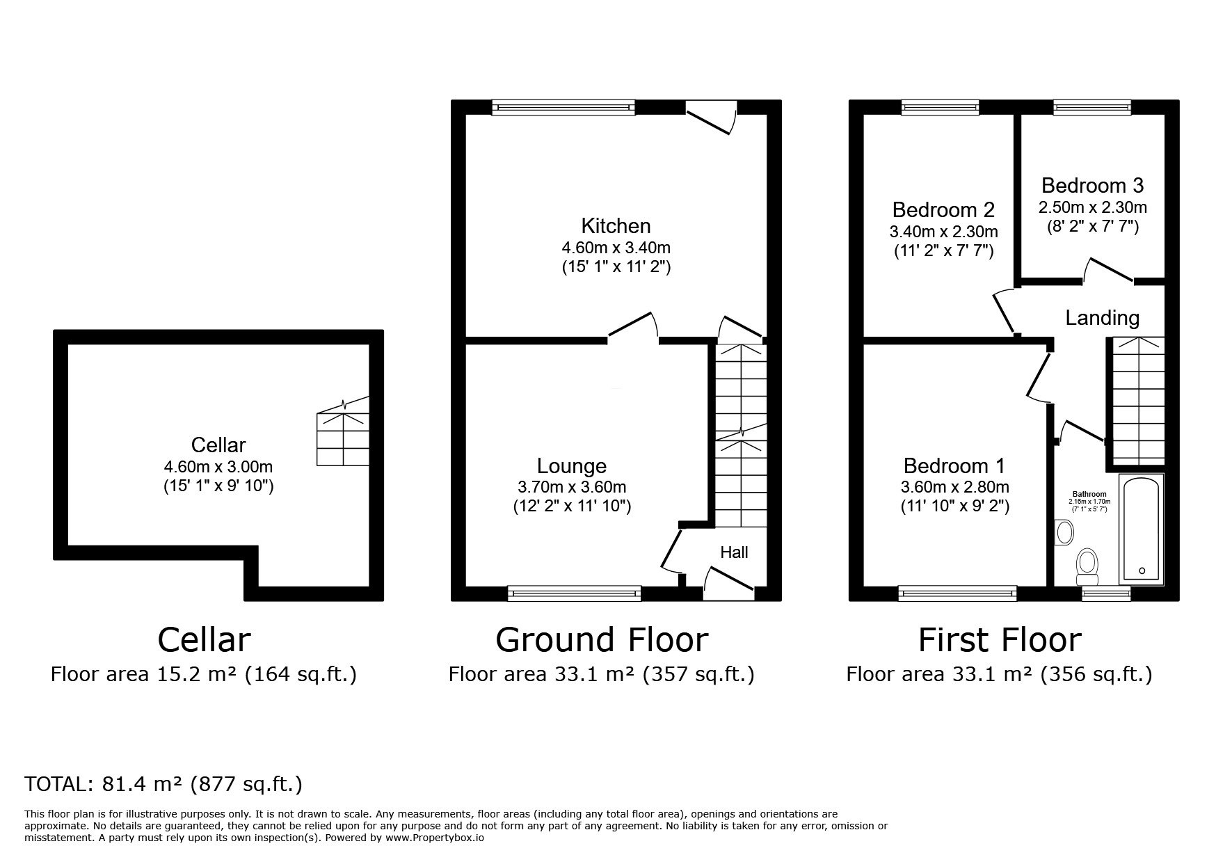 Floorplan of 3 bedroom Mid Terrace House for sale, Westbourne Terrace, Halifax, West Yorkshire, HX3