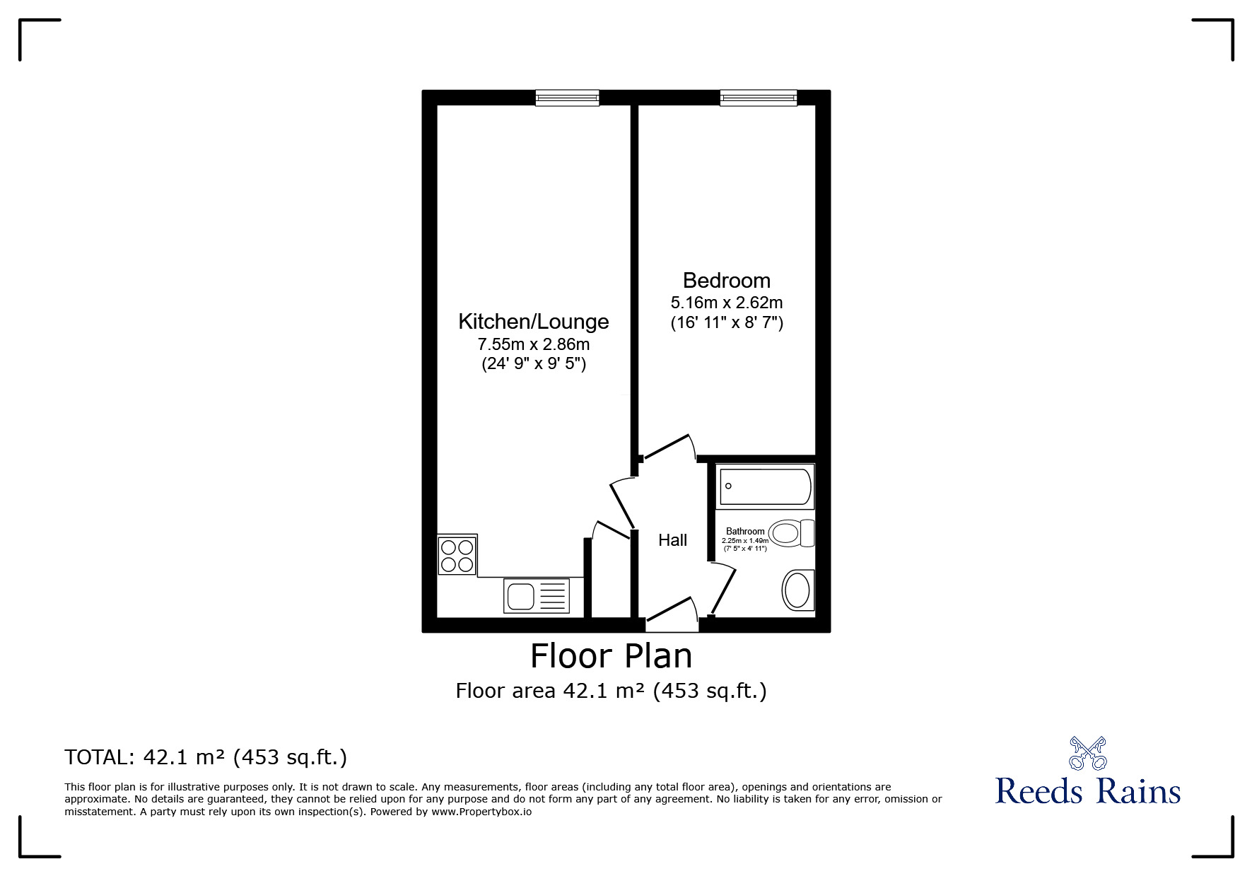 Floorplan of 1 bedroom  Flat to rent, Pellon Lane, Halifax, West Yorkshire, HX1