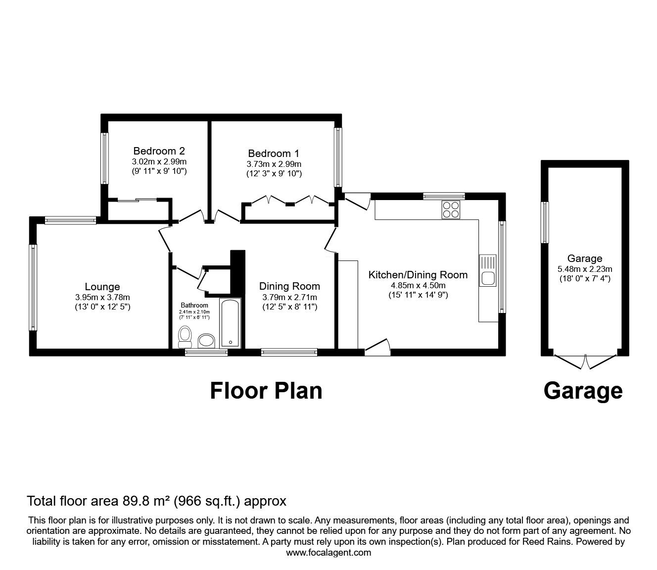 Floorplan of 2 bedroom Semi Detached Bungalow for sale, Burned Grove, Halifax, West Yorkshire, HX3