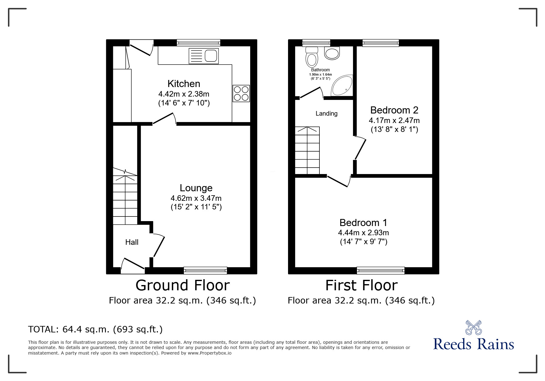 Floorplan of 2 bedroom End Terrace House to rent, Seed Hill Terrace, Halifax, West Yorkshire, HX2