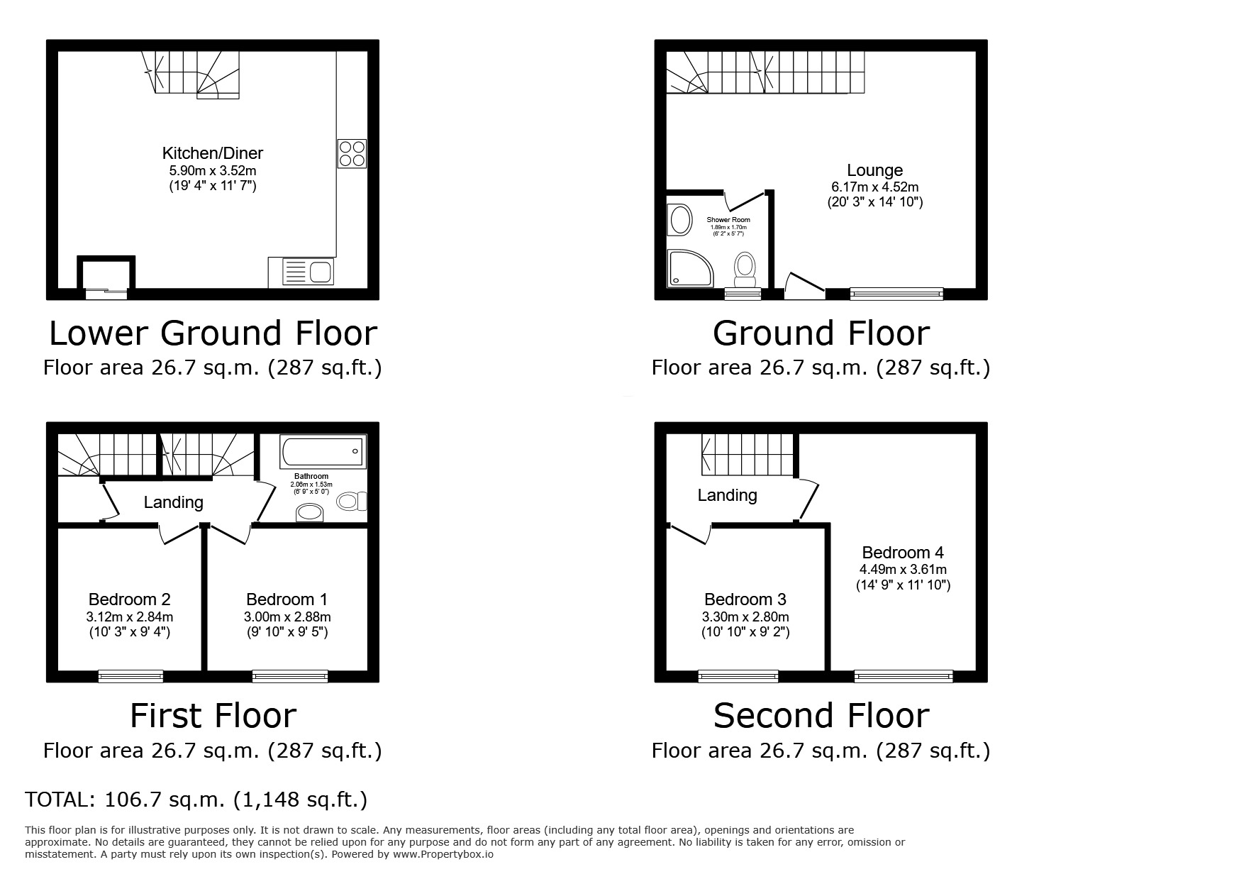 Floorplan of 4 bedroom Mid Terrace House to rent, Knight Street, Halifax, West Yorkshire, HX1