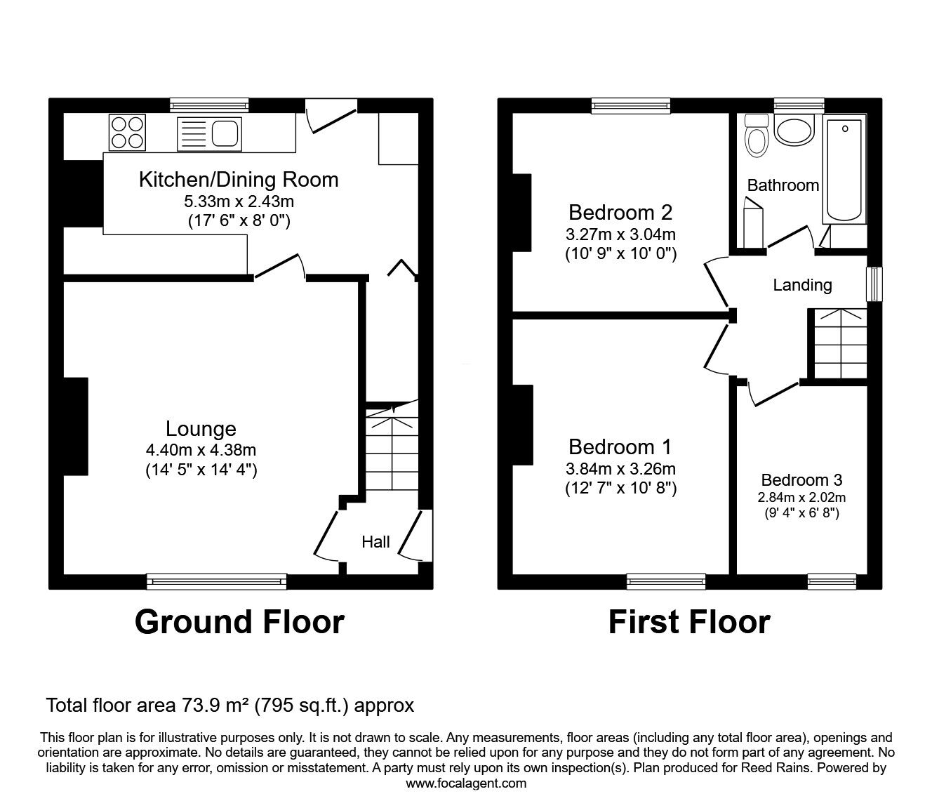 Floorplan of 3 bedroom End Terrace House for sale, Sandbeds Terrace, Halifax, West Yorkshire, HX2