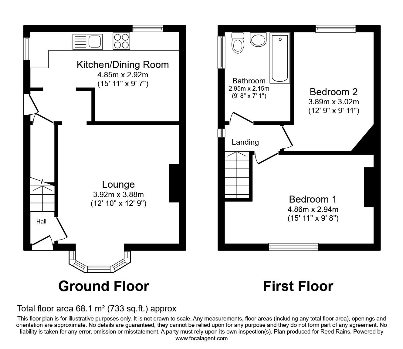 Floorplan of 2 bedroom End Terrace House for sale, Grove Royd, Halifax, West Yorkshire, HX3