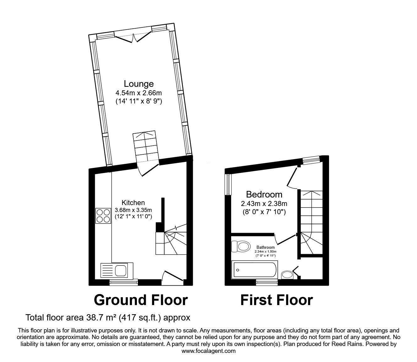 Floorplan of 1 bedroom End Terrace House for sale, Moor Bottom Road, Halifax, West Yorkshire, HX2