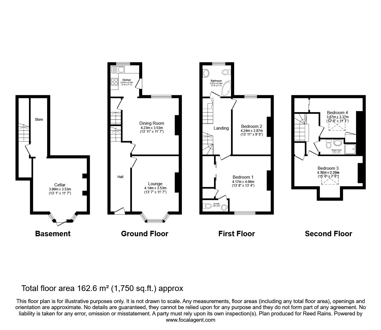 Floorplan of 4 bedroom End Terrace House for sale, Abbey Walk, Halifax, West Yorkshire, HX3