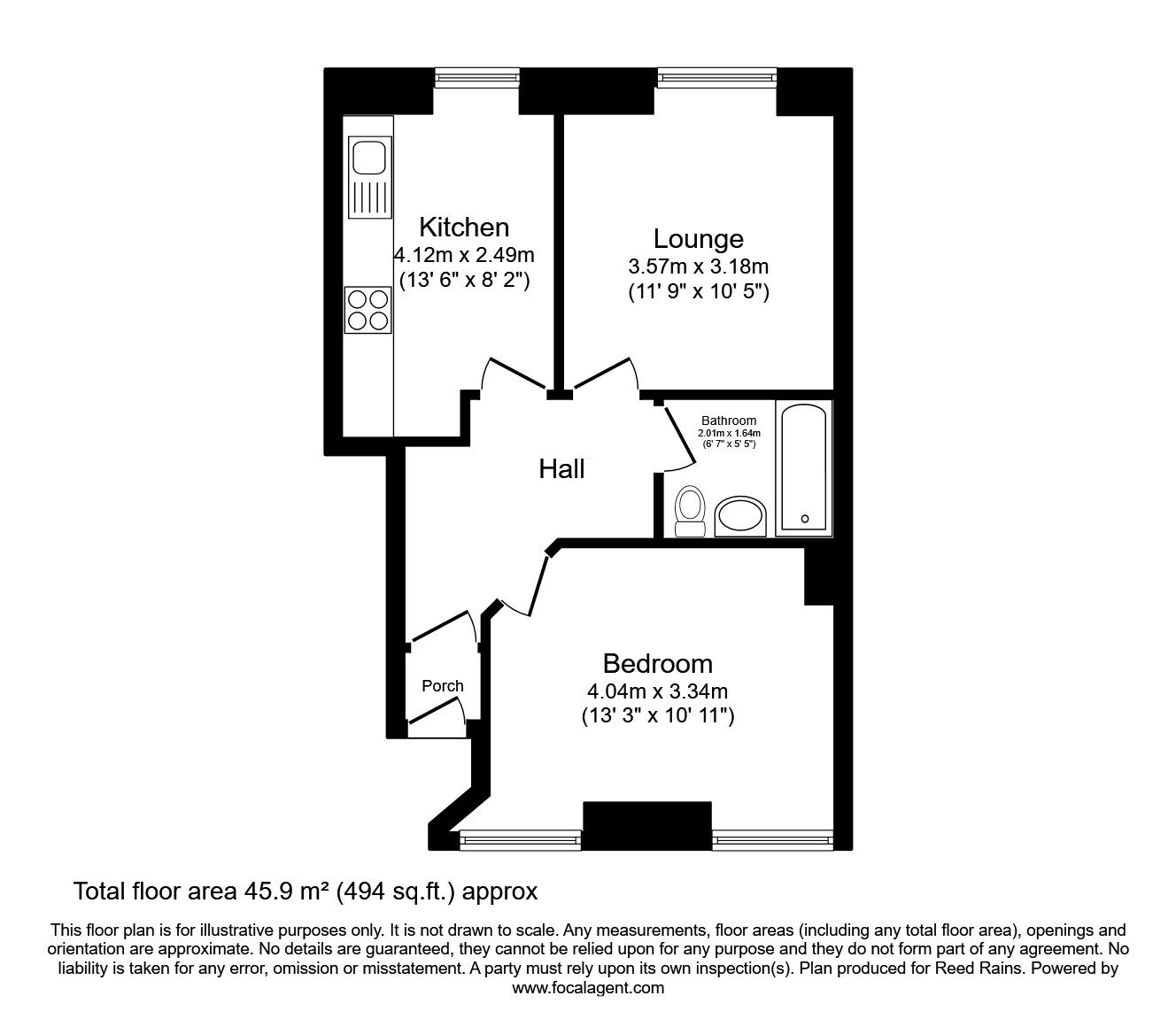 Floorplan of 1 bedroom  Flat for sale, Wharf Street, Sowerby Bridge, West Yorkshire, HX6