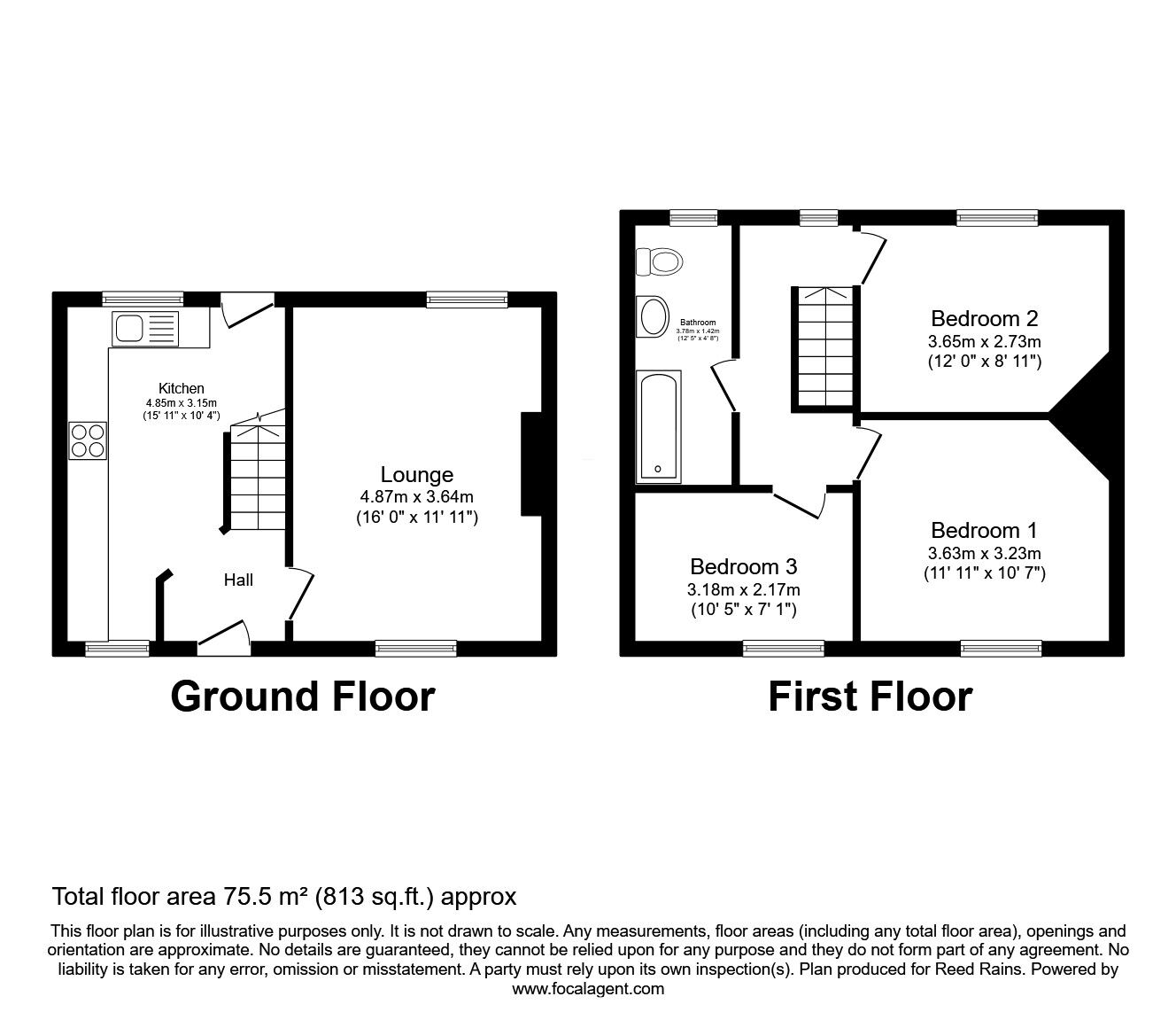 Floorplan of 3 bedroom Mid Terrace House for sale, Nursery Lane, Halifax, West Yorkshire, HX3