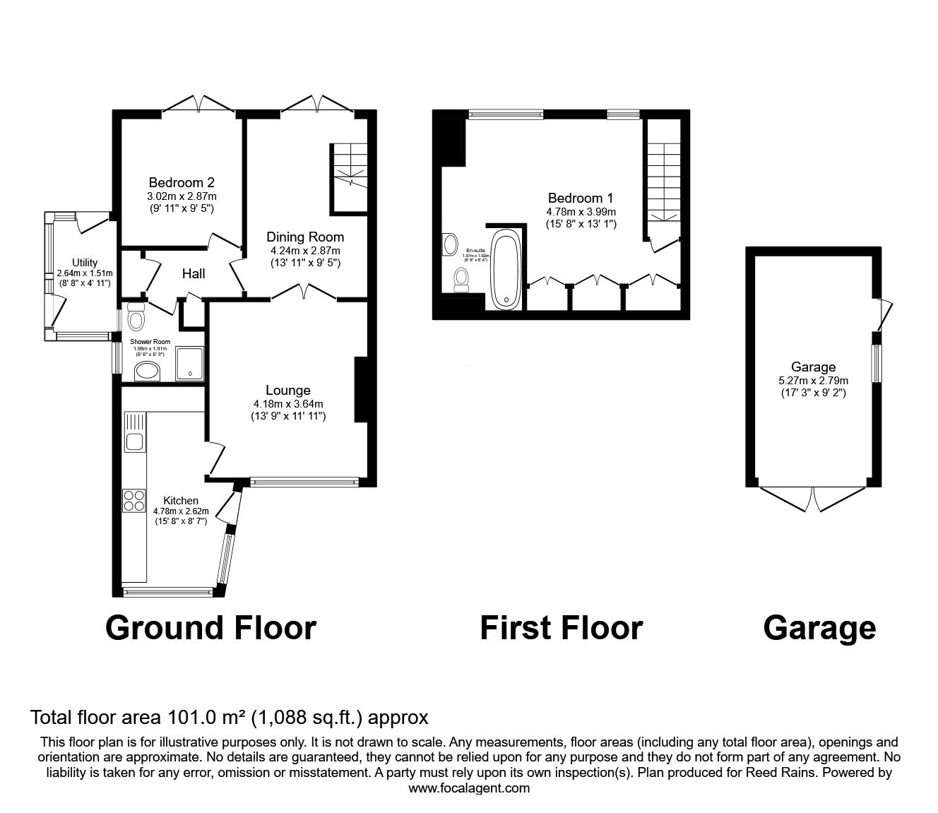 Floorplan of 2 bedroom Semi Detached Bungalow for sale, Norton Close, Halifax, West Yorkshire, HX2