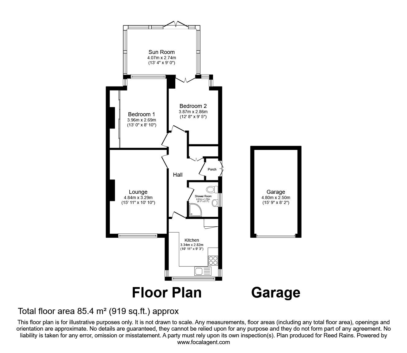 Floorplan of 2 bedroom Semi Detached Bungalow for sale, Moor Bottom Road, Halifax, West Yorkshire, HX2