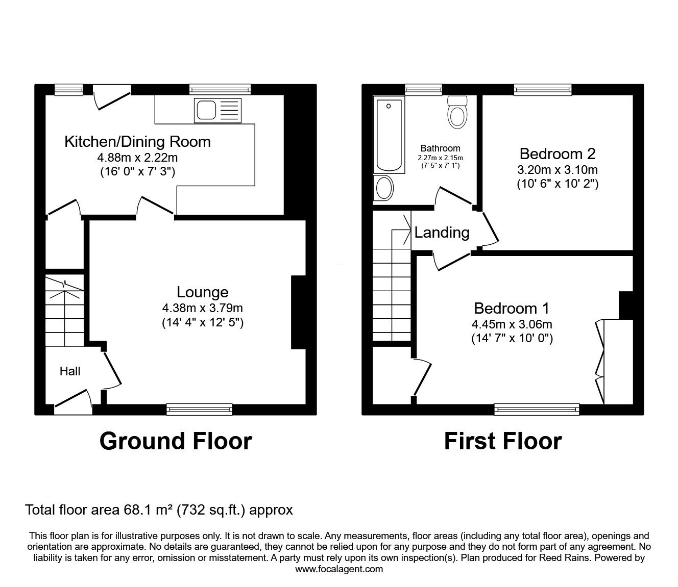 Floorplan of 2 bedroom Mid Terrace House for sale, Beechwood Drive, Halifax, West Yorkshire, HX2