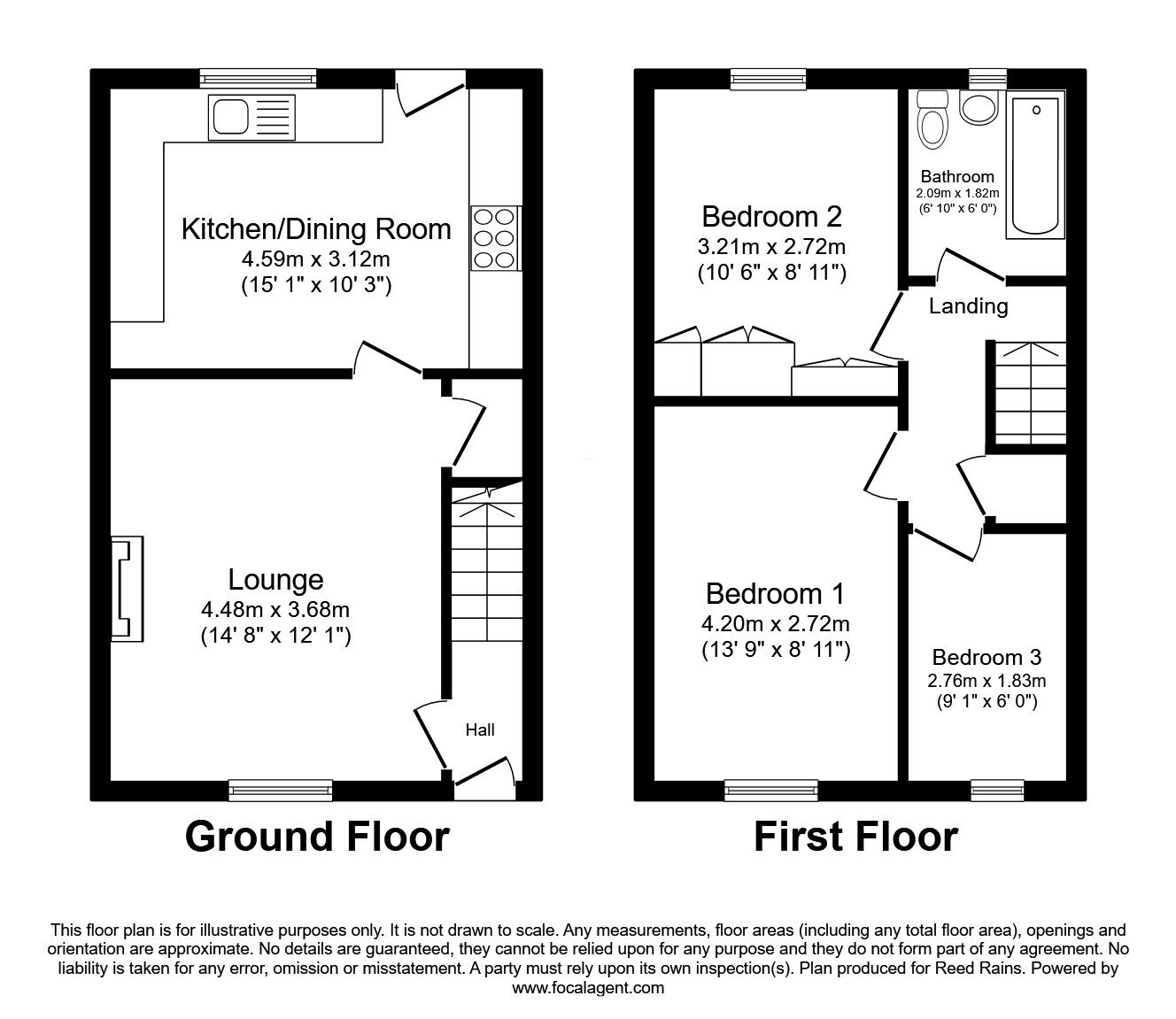 Floorplan of 3 bedroom Mid Terrace House for sale, Stephen Close, Halifax, West Yorkshire, HX3