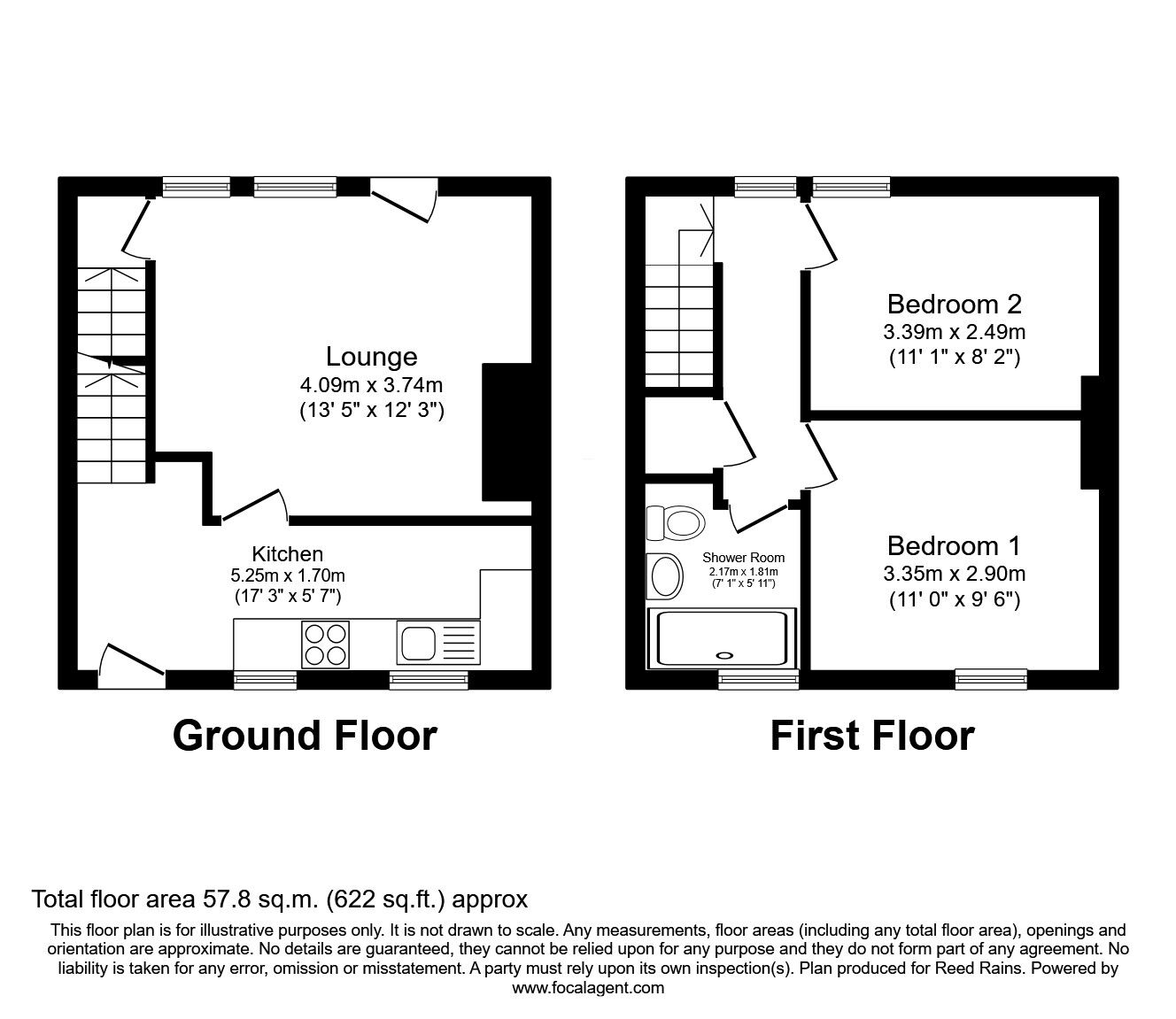 Floorplan of 2 bedroom End Terrace House for sale, Hoults Lane, Greetland, West Yorkshire, HX4