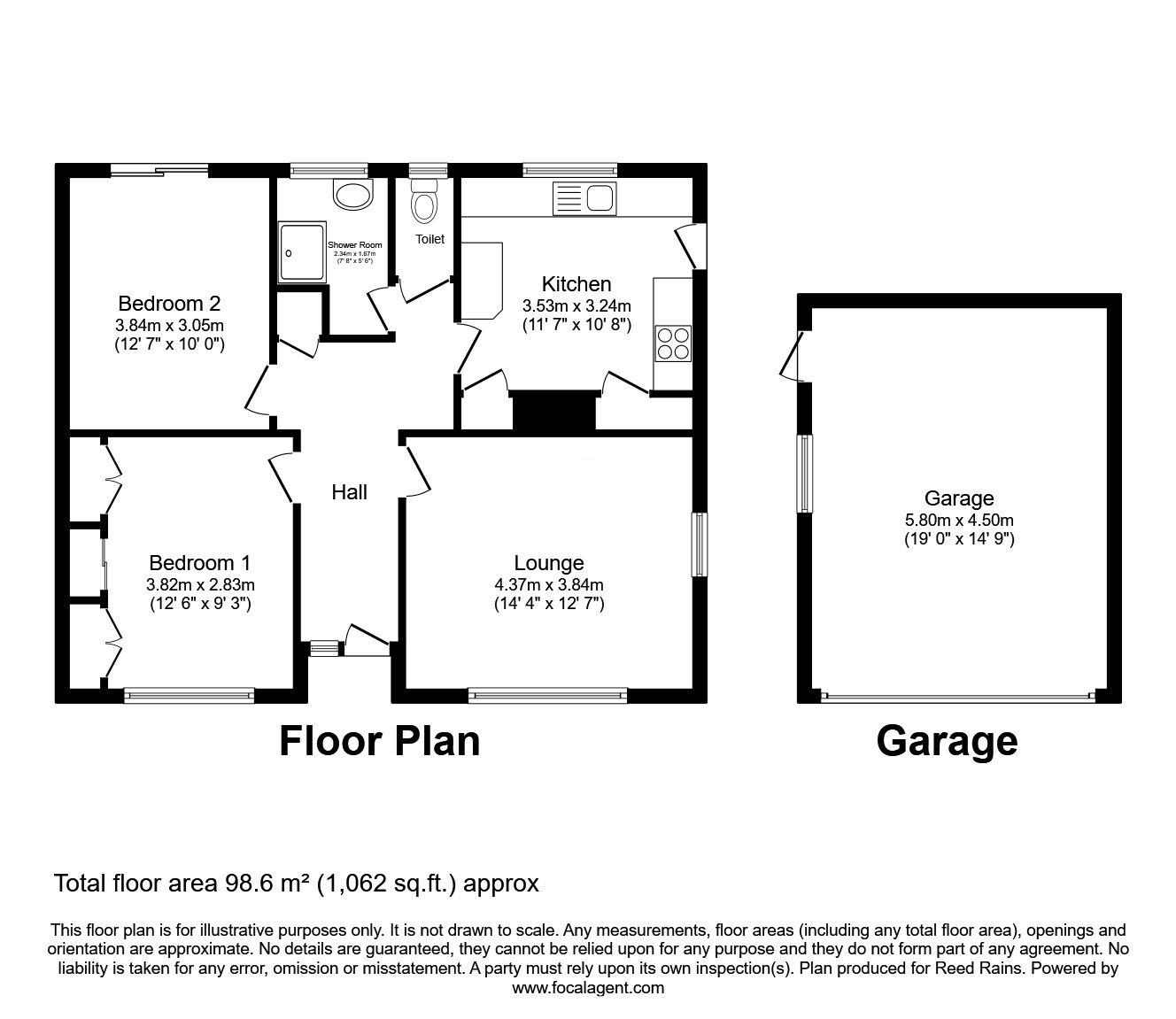 Floorplan of 2 bedroom Detached Bungalow for sale, Foxhill Close, Queensbury, West Yorkshire, BD13