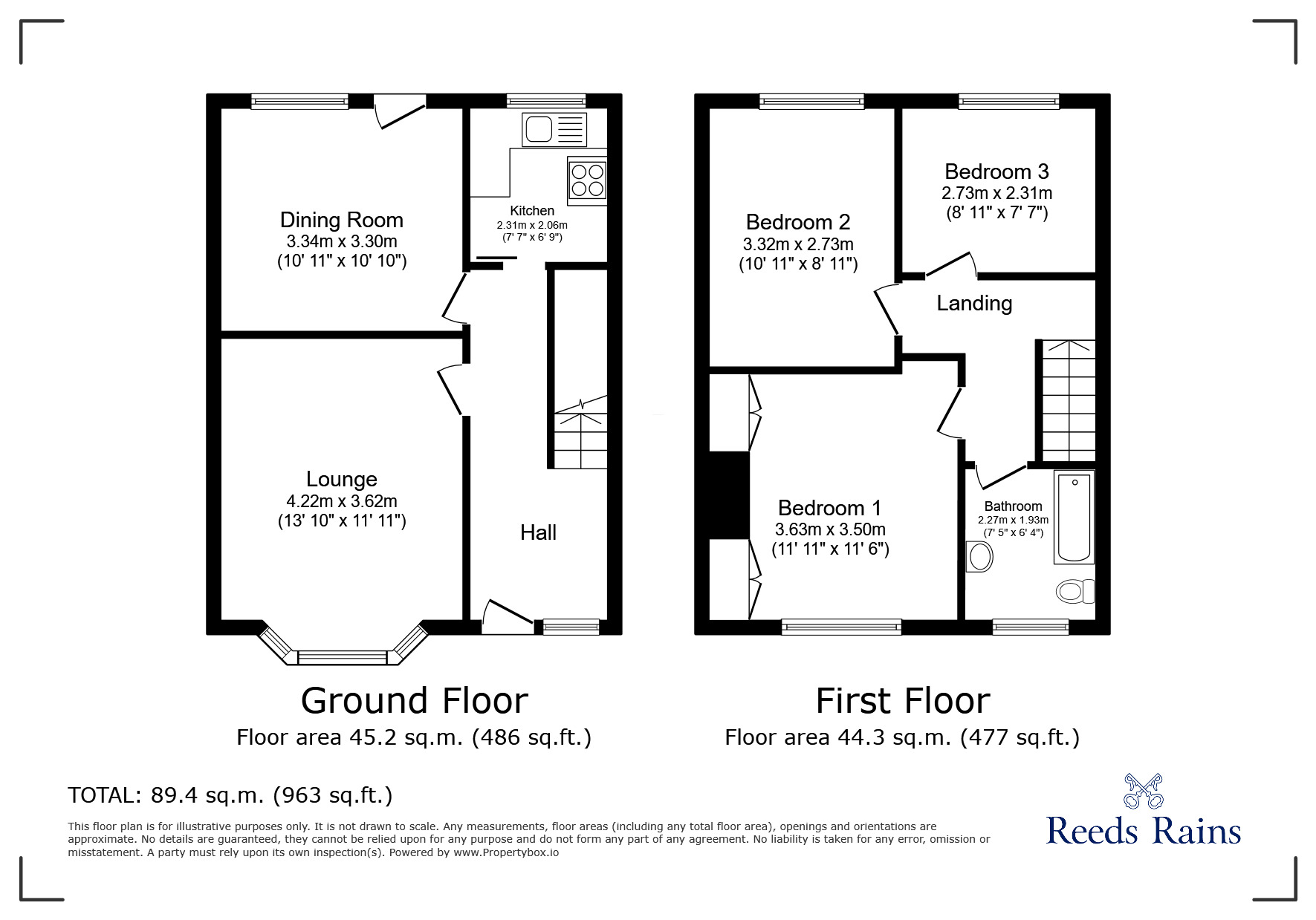 Floorplan of 3 bedroom Semi Detached House to rent, Pellon New Road, Halifax, West Yorkshire, HX2