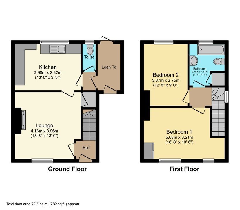 Floorplan of 2 bedroom Semi Detached House to rent, Sherwin Road, Stoke-on-Trent, Staffordshire, ST6