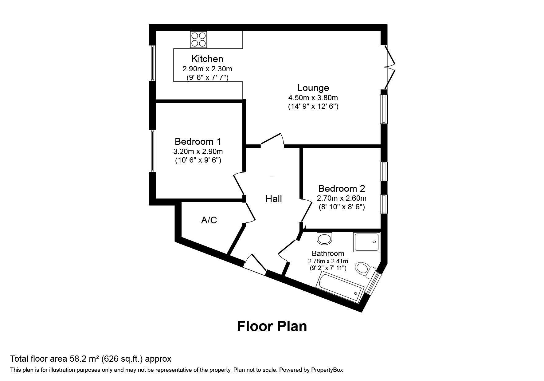 Floorplan of 2 bedroom  Flat to rent, Greenhead Street, Stoke-on-Trent, Staffordshire, ST6