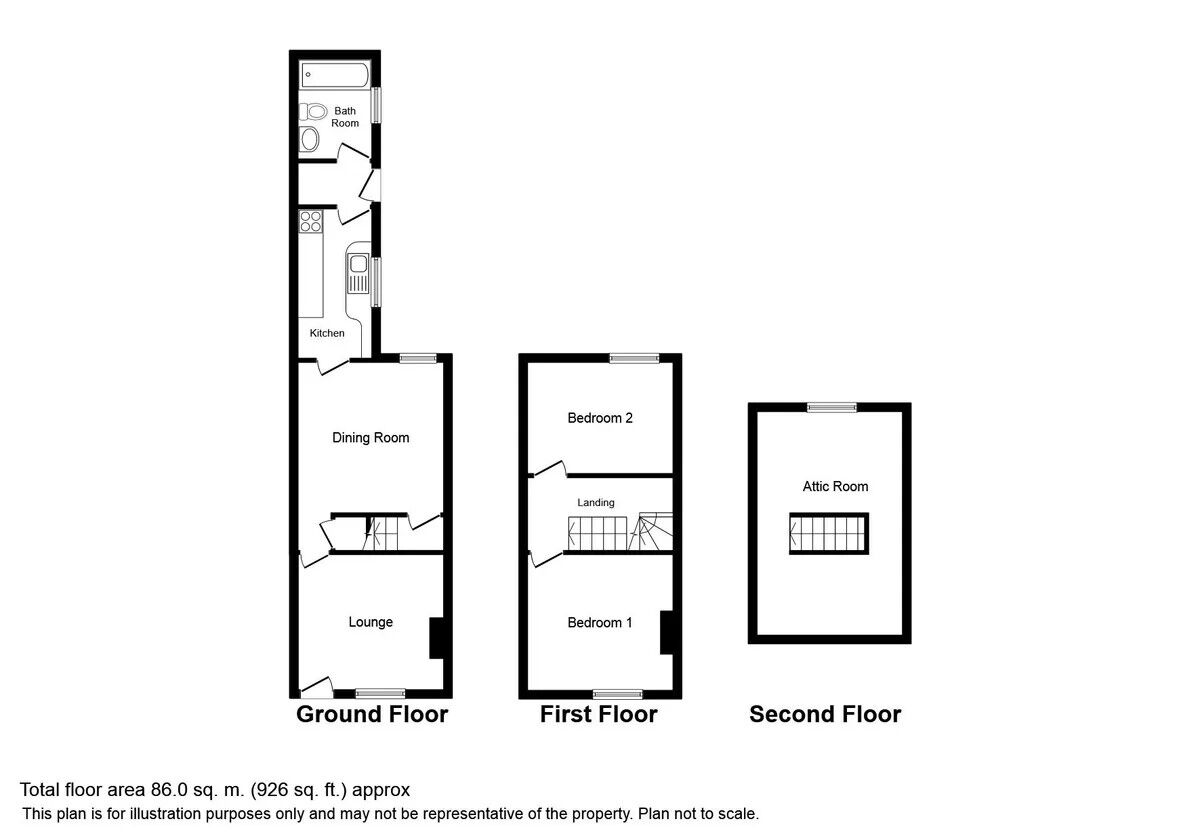 Floorplan of 2 bedroom Mid Terrace House for sale, Ruxley Road, Stoke-on-Trent, ST2