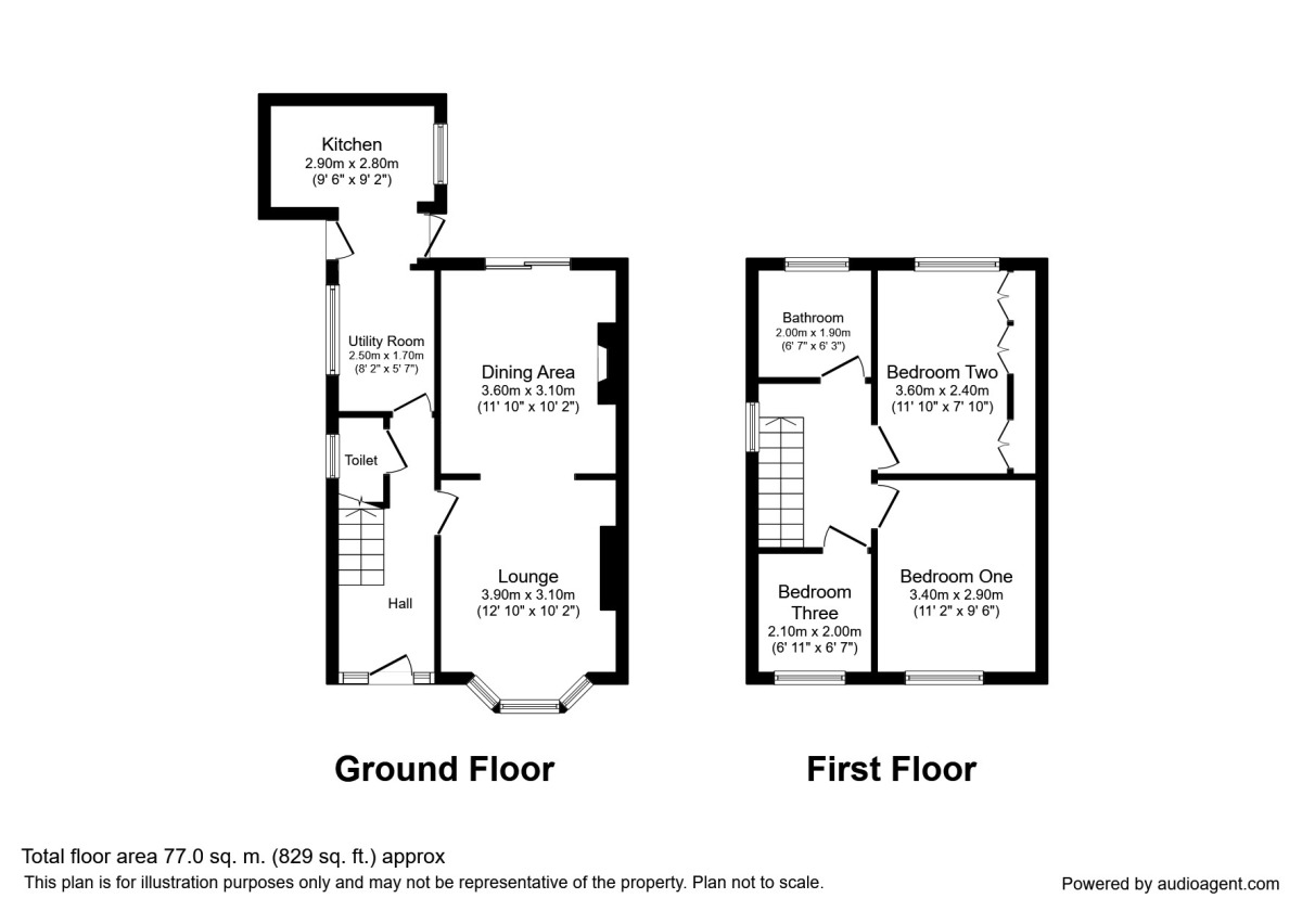 Floorplan of 3 bedroom Semi Detached House for sale, Windermere Street, Stoke-on-Trent, Staffordshire, ST1