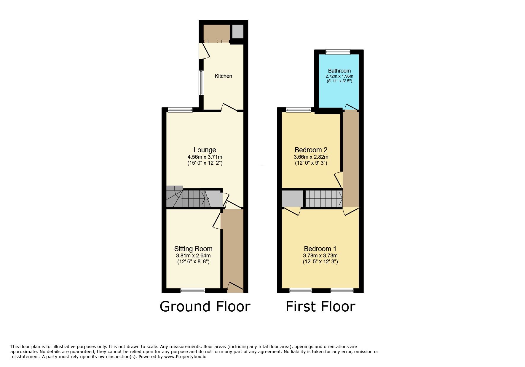 Floorplan of 2 bedroom Mid Terrace House to rent, Fairfax Street, Stoke-on-Trent, Staffordshire, ST1