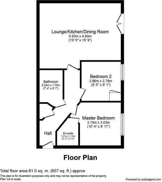 Floorplan of 2 bedroom  Flat to rent, Quay Side, Stoke-on-Trent, Staffordshire, ST1