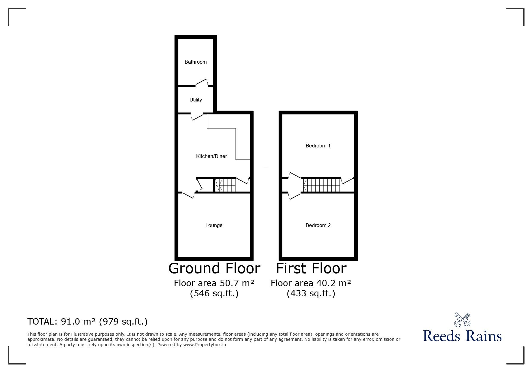 Floorplan of 2 bedroom Mid Terrace House to rent, Whitmore Street, Stoke-on-Trent, Staffordshire, ST1