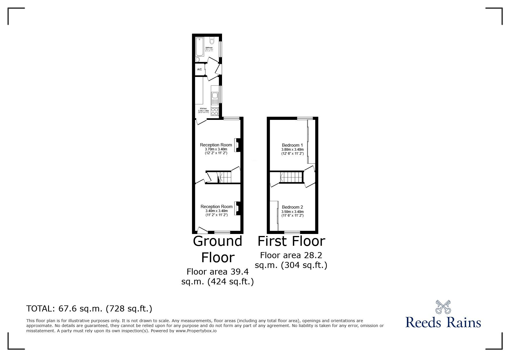 Floorplan of 2 bedroom Mid Terrace House to rent, Alma Street, Stoke-on-Trent, Staffordshire, ST4