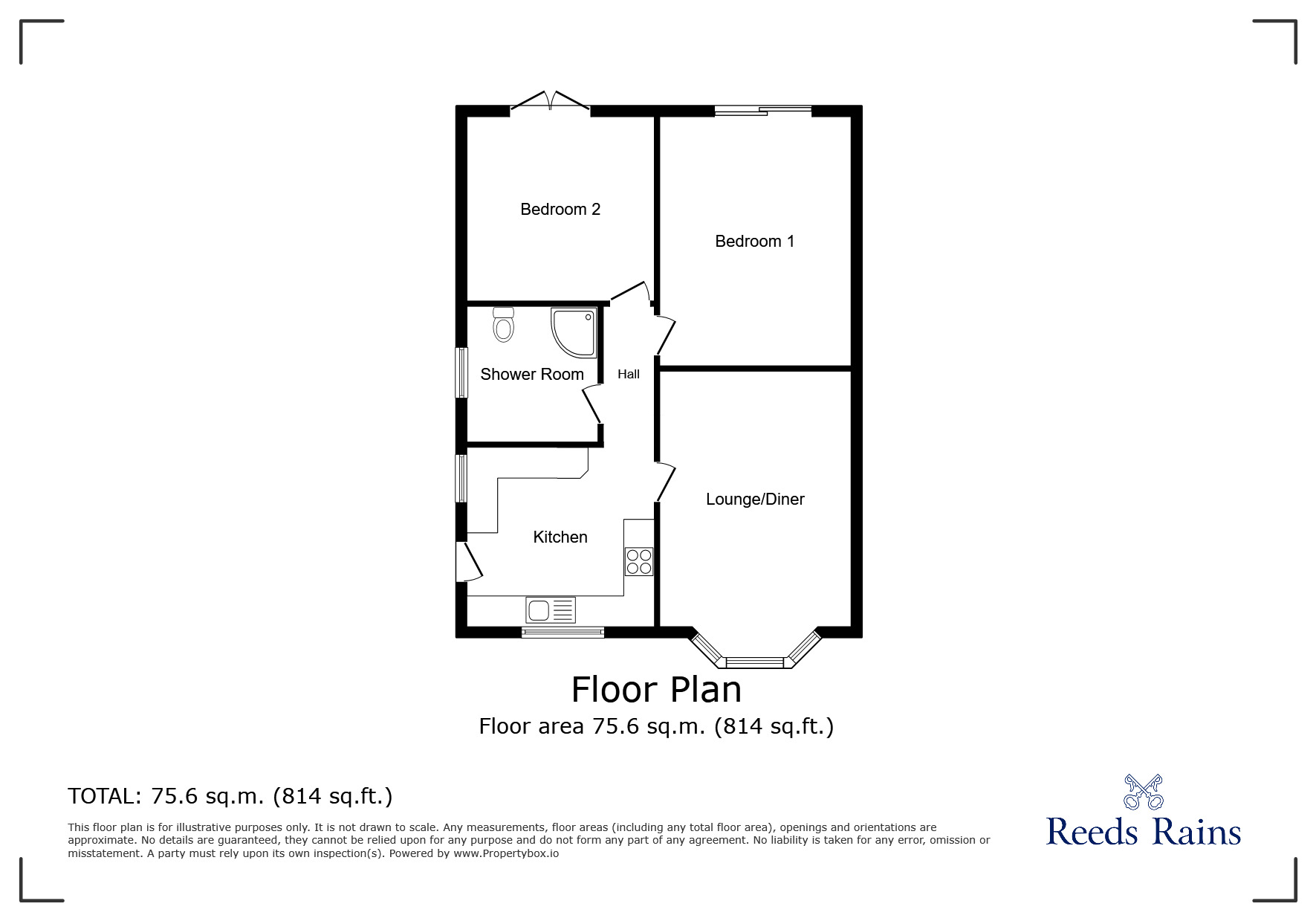 Floorplan of 2 bedroom Semi Detached Bungalow for sale, Narvik Crescent, Stoke-on-Trent, Staffordshire, ST6